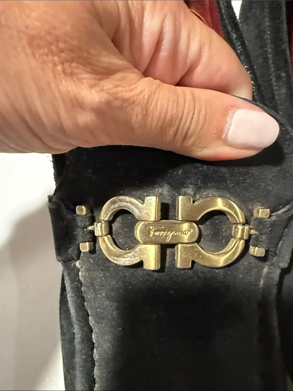 Salvatore Ferragamo Black Suede Vara Gancini Bit Loafers